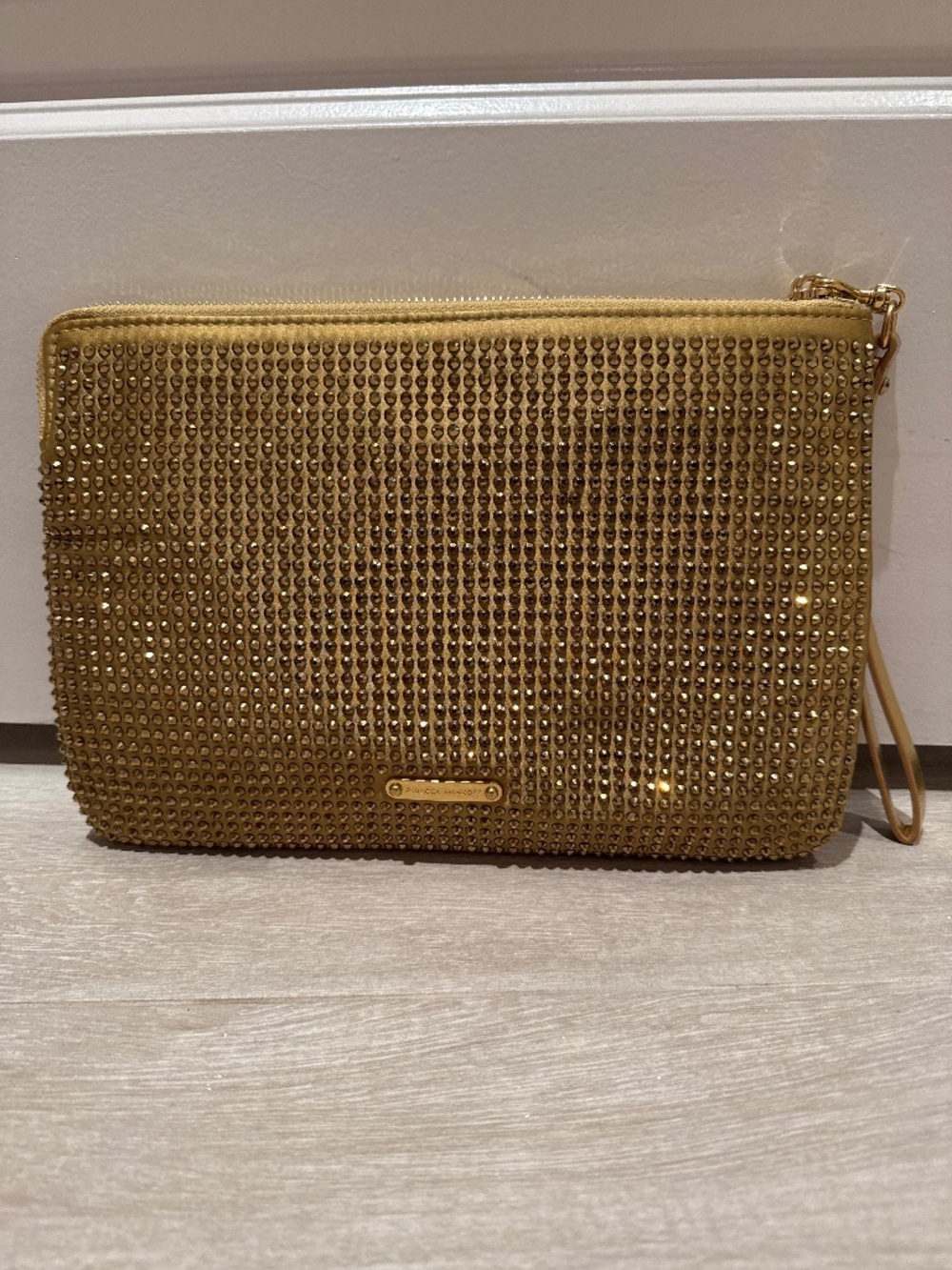 Rebecca Minkoff crystal studded wristlet gold brand new with tags